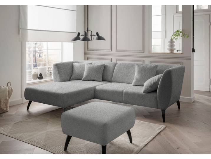 Ecksofa, Microfaser, Grau, 264×160 cm, Recamiere Links, Klassisch, Inosign