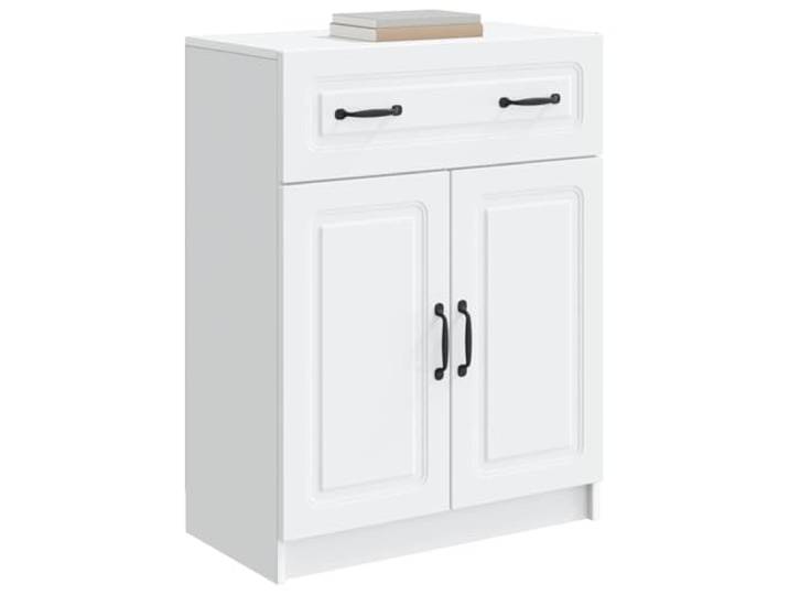 KTHLBRH Sideboard weiß 66 x 34,5 x 87 cm Ingenieurholz 2 Einlegeböden, 1 Schublade, 2 Türen, Griffe aus Metall, 60 kg Kapazität