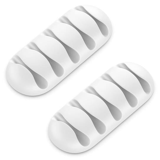 Unyqoos 2-delige set zelfklevende kabelhouders, wit, voor 5 kabels per houder