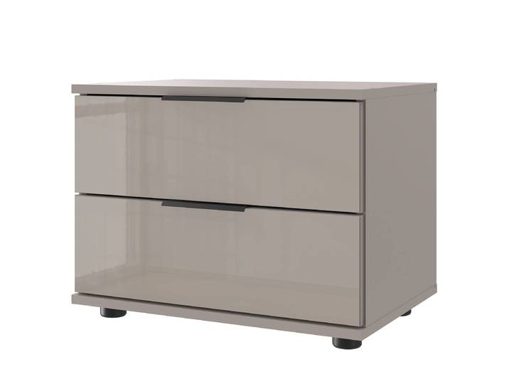 Nachtkommode Saigon - Glas 40cm Beige/Saharagrau