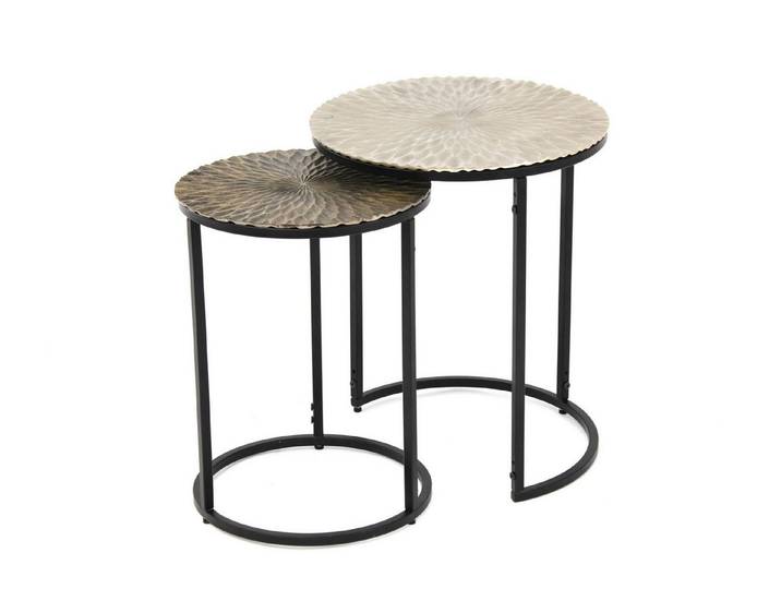 Concept GmbH Beistelltisch (2er Set) in Silber / Gold, Aluminiumguss - 54x45cm (HxD) (2er Set)