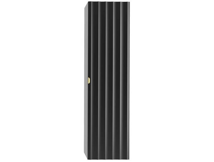 Lomadox Hochschrank AVOLA-140 Badezimmerschrank Hochkommode Gäste WC 34,5 cm breit modern schwarz