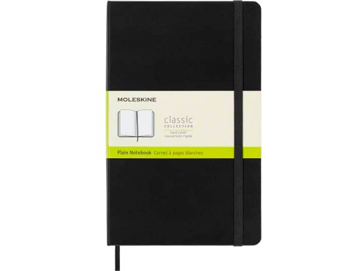 Moleskine Carnet classique\, couverture rigide\, grand (5\ x 8\,25\ ) uni/vierge\, noir\, 240 pages