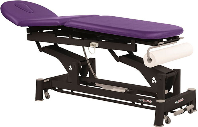 Marquesa elétrica Ecopostural multifuncional: três corpos com estrutura de biela preta e cabeça T10 (62 x 200 cm)