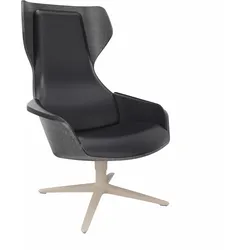 Sedus se:lounge Loungesessel Leder - Leder schwarz (PL101) / Anthrazit (V51) / Sandbeige (160)