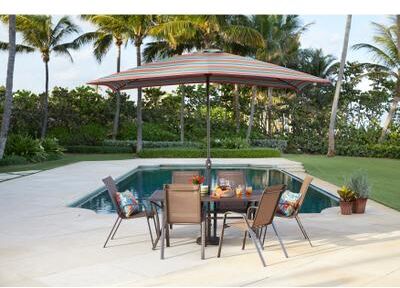 6 Ft. x 10 Ft. Oversized Rectangular Umbrella by BrylaneHome in Covert Breeze 6.5' x 10' Heavy Duty Fade-Resistant w/ Easy-Turn Crank