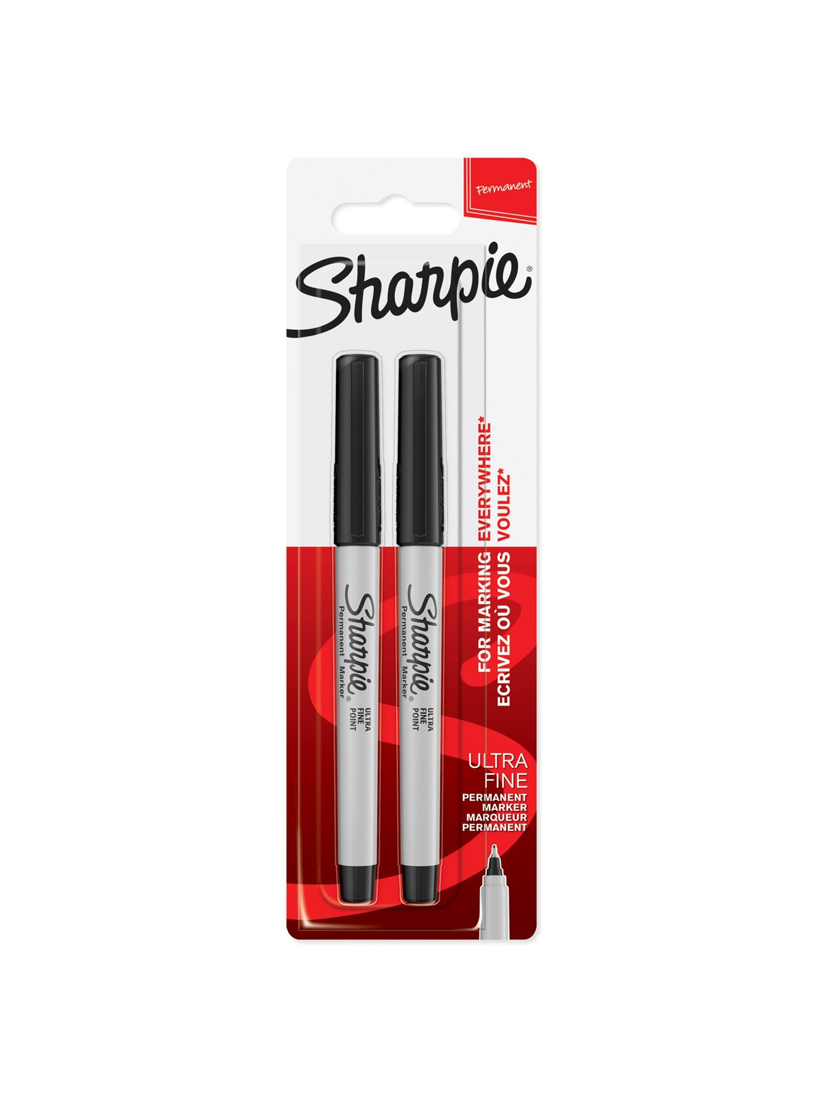 Sharpie Permanentmarker | ultradünne Spitze | schwarz | 2er-Packung