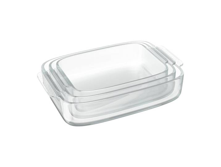 Relaxdays Auflaufform Transparent 3er-Set Glas, backofengeeignet, Kochgeschirr, Auflaufform