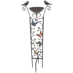 Vogeltränke Vogelbad Garten Schmetterling Braun Eisen Boden lackiert H 101,5 cm