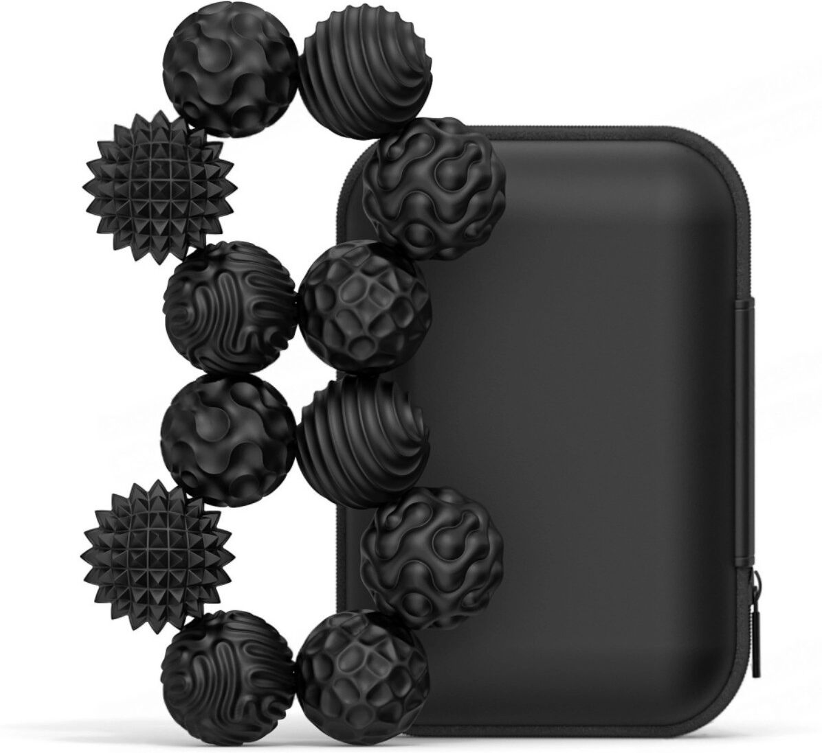 INF Silikon-Sensorische Magnetkugeln 12er-Set - Lebensmittelechtes Silikon magnetisches Antistress-Spielzeug für Stressabbau Schwarz