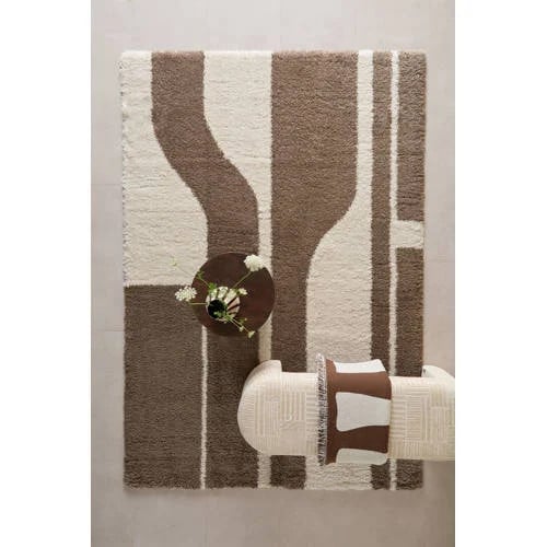 NOUS Living vloerkleed Teyra crème/bruin geometrisch modern breedte: 290 cm, diepte: 200 cm