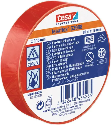 Tesa 53988-00016-00 Isolierband tesa Professional Rot (L x B) 20m x 19mm