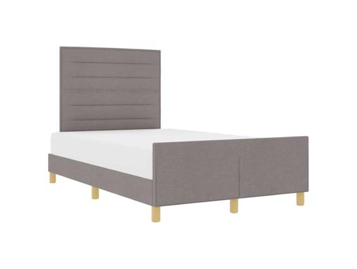 KKgypkn Bettgestell mit Kopfteil Taupe 140 x 200 cm Stoff, Plattformbett mit Stoffpolsterung, inklusive Fußteil, minimalistisches Design, stabile Schaumfüllung, pflegeleicht