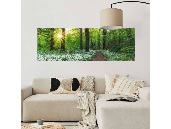 Poster Forêt au printemps Matériau : Papier Motif : Arbres, plantes & nature Vert/Vert 53 x 158 x 0cm