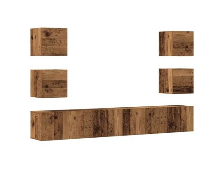 Makastle TV-Wandschrank 6 STK. Altholz-Optik 100x30x30 cm