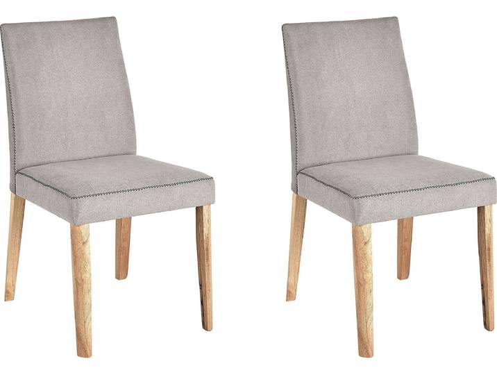 BELIANI Esszimmerstuhl 2er Set Hellgrau Polsterbezug mit Hellen Holzbeinen Hoher Rückenlehne Skandinavisches Design für Wohnzimmer Esstisch Gastronomie