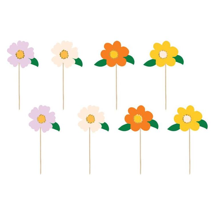 Partydeco Cake toppers Flowers, mix, 13 cm (1 pkt / 8 pc.) (8 Stk.) (KPT64)