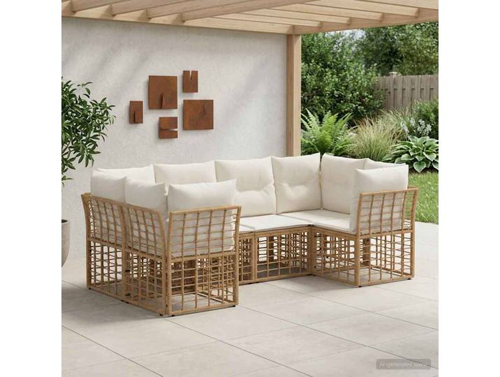 vidaXL Outdoor-Sofagarnitur 6 stk. 6-Sitzer Natur Polyester