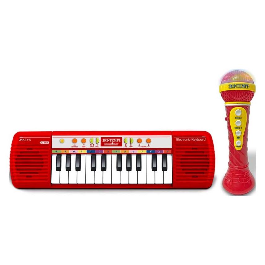Bontempi Tastatur mit 24 Tasten und Karaoke-Mikrofon (0047663319346)