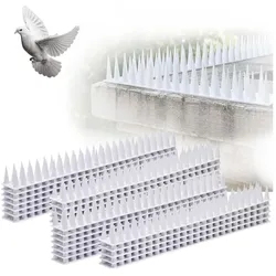 Ideoon, Tiervertreiber, 24er Set Taubenspikes Weiss 10,8m - Effektive Vogelabwehr aus Polycarbonat - 3-reihige Abwehrspikes