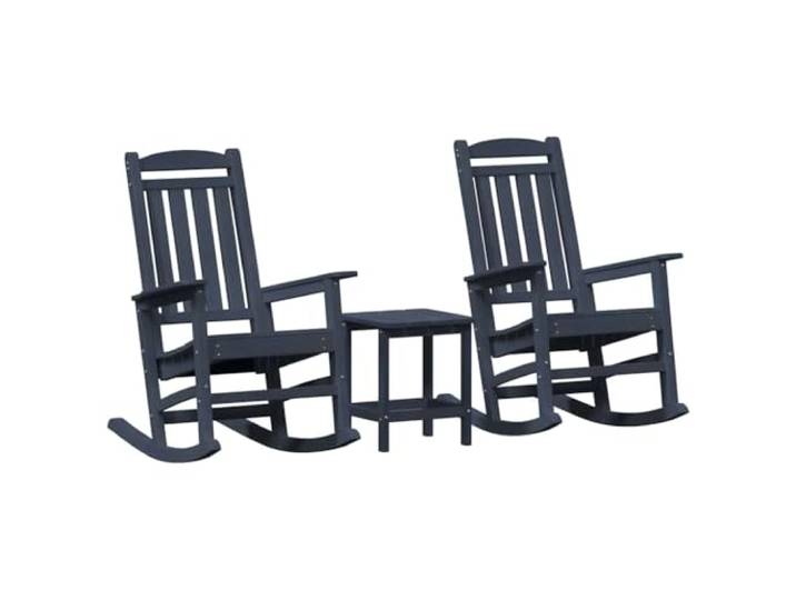 ZQQLVOO Schaukelstuhl 3er Set Marineblau Polyethylen Wetterfest, Ergonomische Armlehnen, Modernes Design, Für Terrasse Und Garten