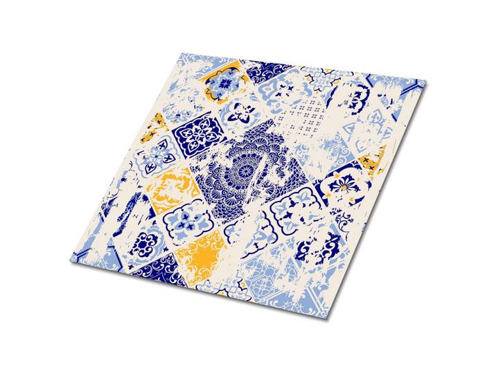 Tulup Selbstklebende Wandfliesen 9 Stück 30x30 cm - Vintage Azulejos, Mehrfarbig, Quadratisch, 30x1.6x30 cm, Tapeten & Wandverkleidungen, Wandtattoos & Sticker