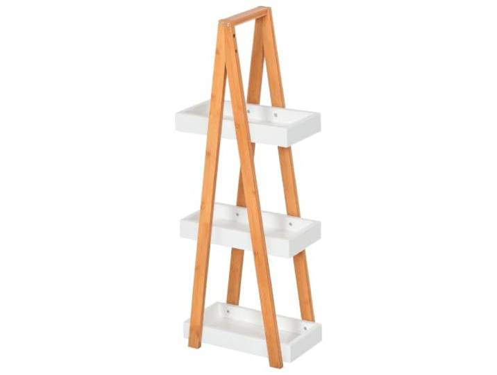 HOMCOM Etagère en Bambou et Bois de Salle de Bain 30L x 18l x 81H cm Blanc Etagère Debout\, 3 Paniers\, Meubles de Salle de Bain