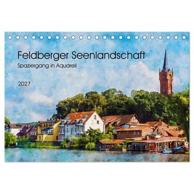 Feldberger Seenlandschaft - Spaziergang in Aquarell (Tischkalender 2027 DIN A5 quer), CALVENDO Monatskalender