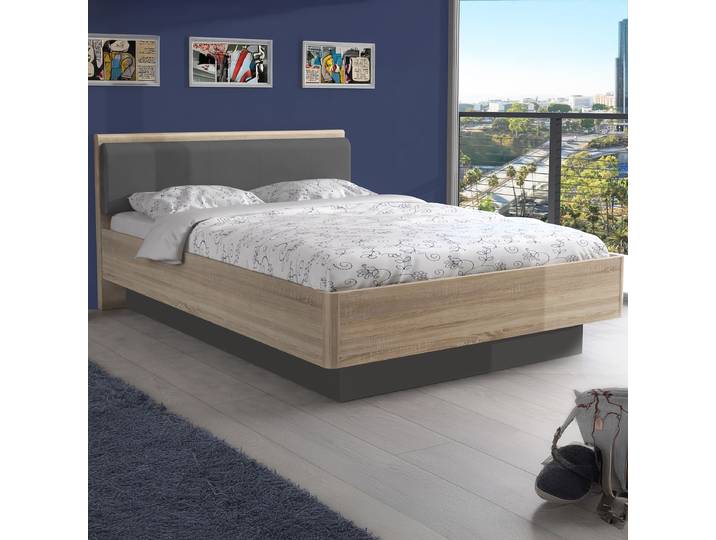 Lit simple 140 x 200cm Beige/Gris