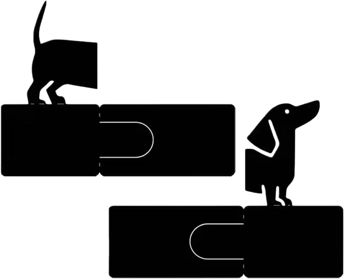 Boekensteunen Teckel Hond Decoratie - Metaal Zwart - 2x 19,6 x 2 cm