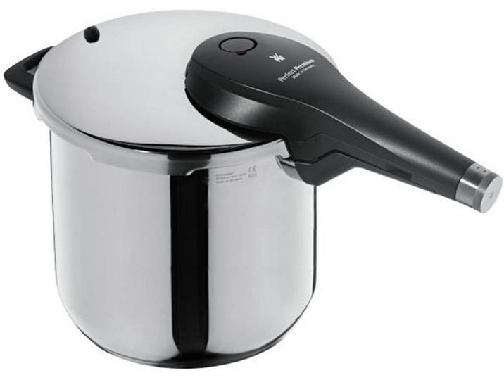 WMF Schnellkochtopf Perfect Premium, Edelstahl, Metall, 6,5 L, rund, Messskala, abnehmbare Griffe, TransTherm®-Allherdboden, einstellbare Kochstufen, leichte Reinigung, Kochen, Töpfe, Schnellkochtöpfe