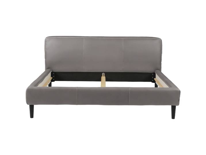 Bett Bly grau Leder 200 x 200 cm