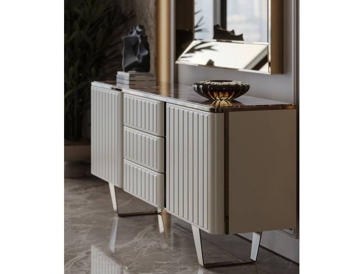 Xlmoebel Sideboard Designer Sideboard in Beige mit Metallakzenten von XLMOEBEL (1 St., Designer Sideboard), Made in Europa