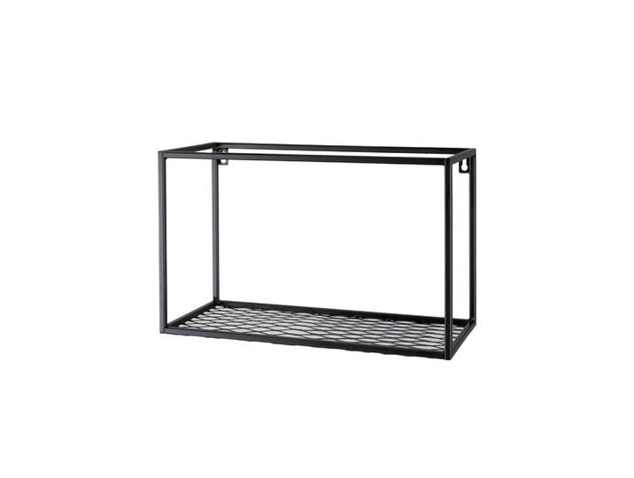Wandregal, Schwarz, Metall, 19x47x25 cm, Handmade in Europe, hängend, handgemacht, Wohnzimmer, Regale, Wandregale