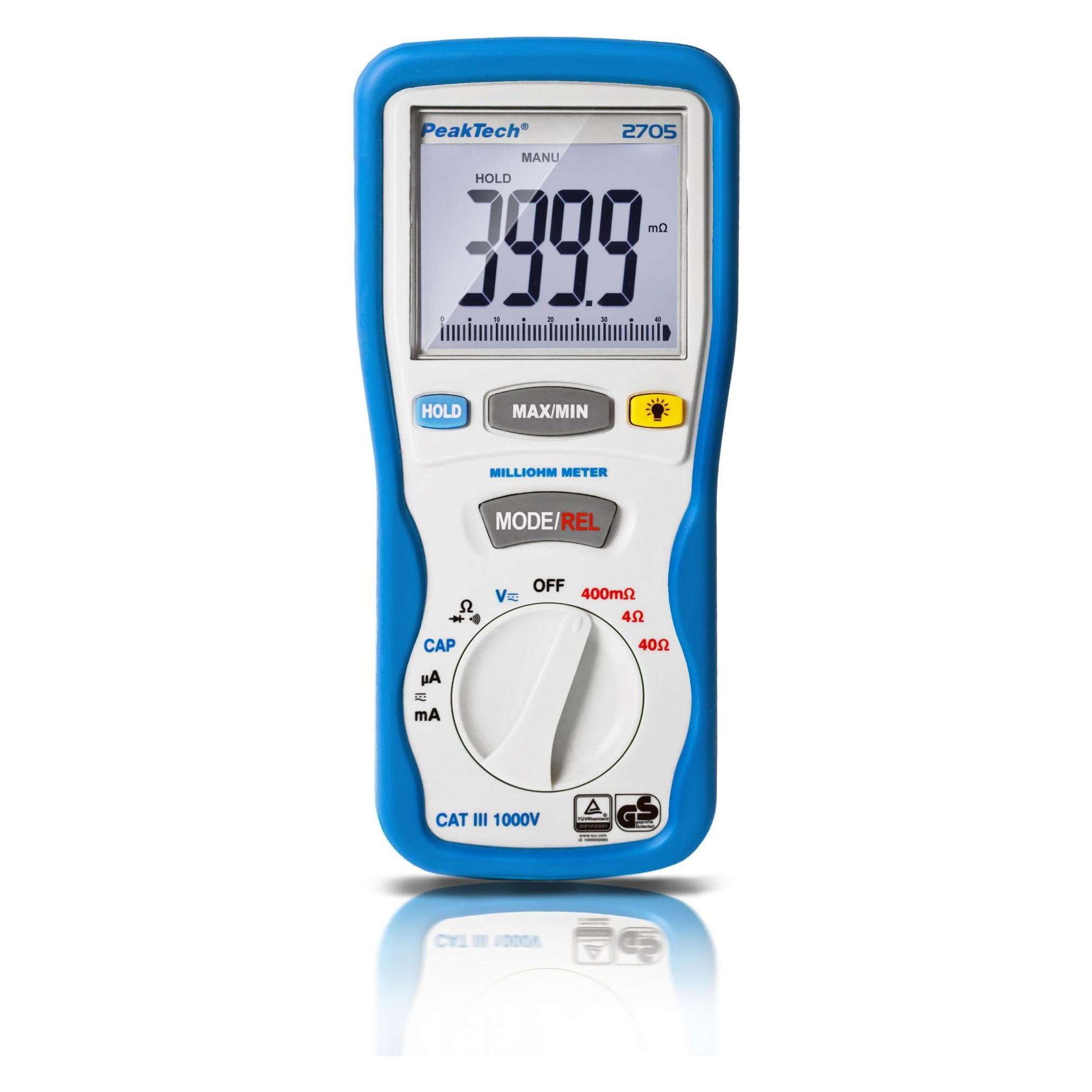 Peaktech P 2705 Milliohmmeter (CAT III 1000V, Hand-Multimeter) (P 2705)