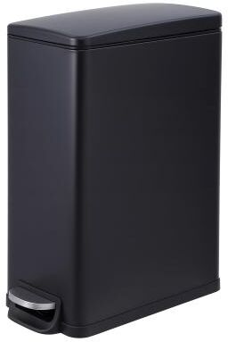 Garvee 12 Gal Black Stainless Steel Kitchen Trash Can, Soft Close Lid, Step-On Hands-Free Bin with Removable Bucket