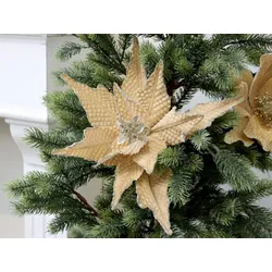 Chic Antique Fleur Blume mit Clips, Tannenbaumschmuck, Ø 25 cm bernstein