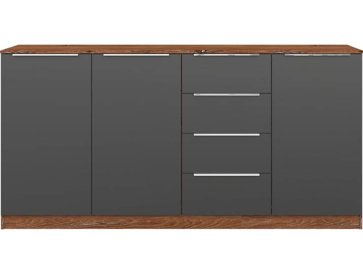 borchardt Möbel Oliva, Breite 200cm, moderne Kommode mit glänzenden Metallgriffen viel Stauraum, Türen und Schubladen, Einlegeböden verstellbar