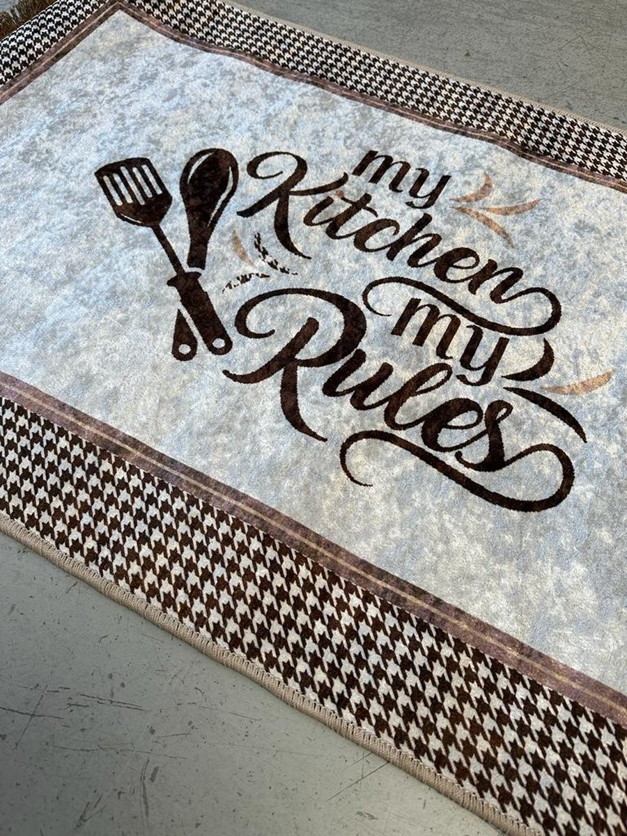 Keukenloper Kitchen - Creme/Bruin - 80 x 200 cm