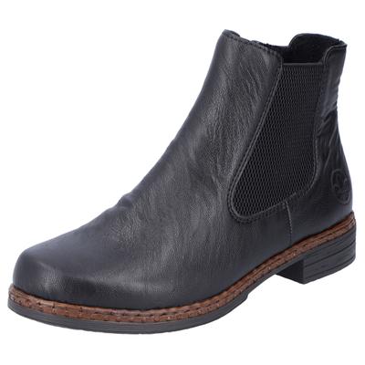 Chelseaboots RIEKER, Damen, Gr. 41, Textil, schwarz, Lederimitat, Schuhe Chelseaboots, in klassischem Look, schmale Form, Topseller