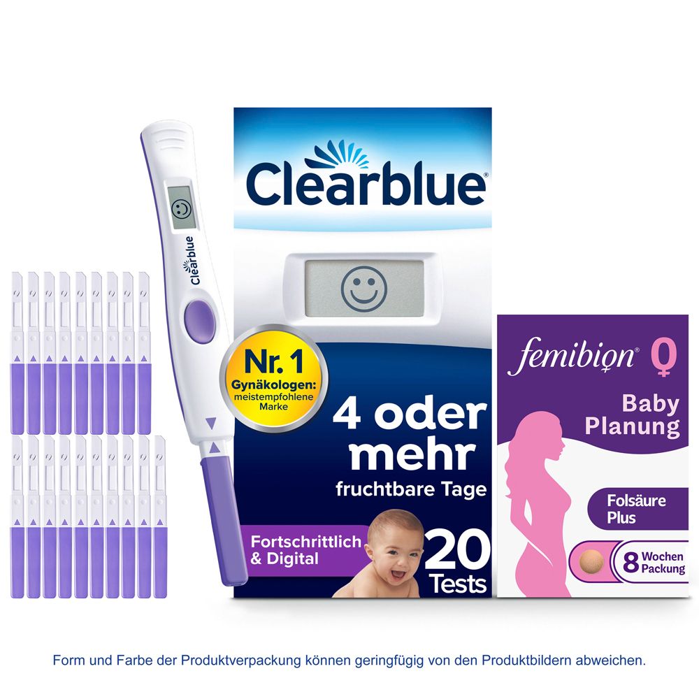 Clearblue Ovulationstest fortschrittlich & digital + Femibion 0 Babyplanung 1 St Set