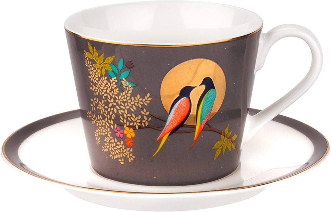 Portmeirion Taza de té con plato Dark Grey Sara-Miller Chelsea . Multicolor