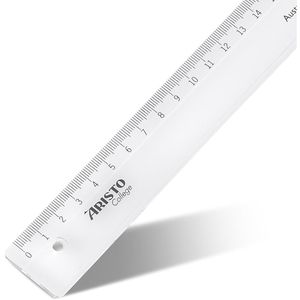 Aristo Lineal AR23017, College, 16 cm, Kunststoff, mit Tuschefacette, transparent