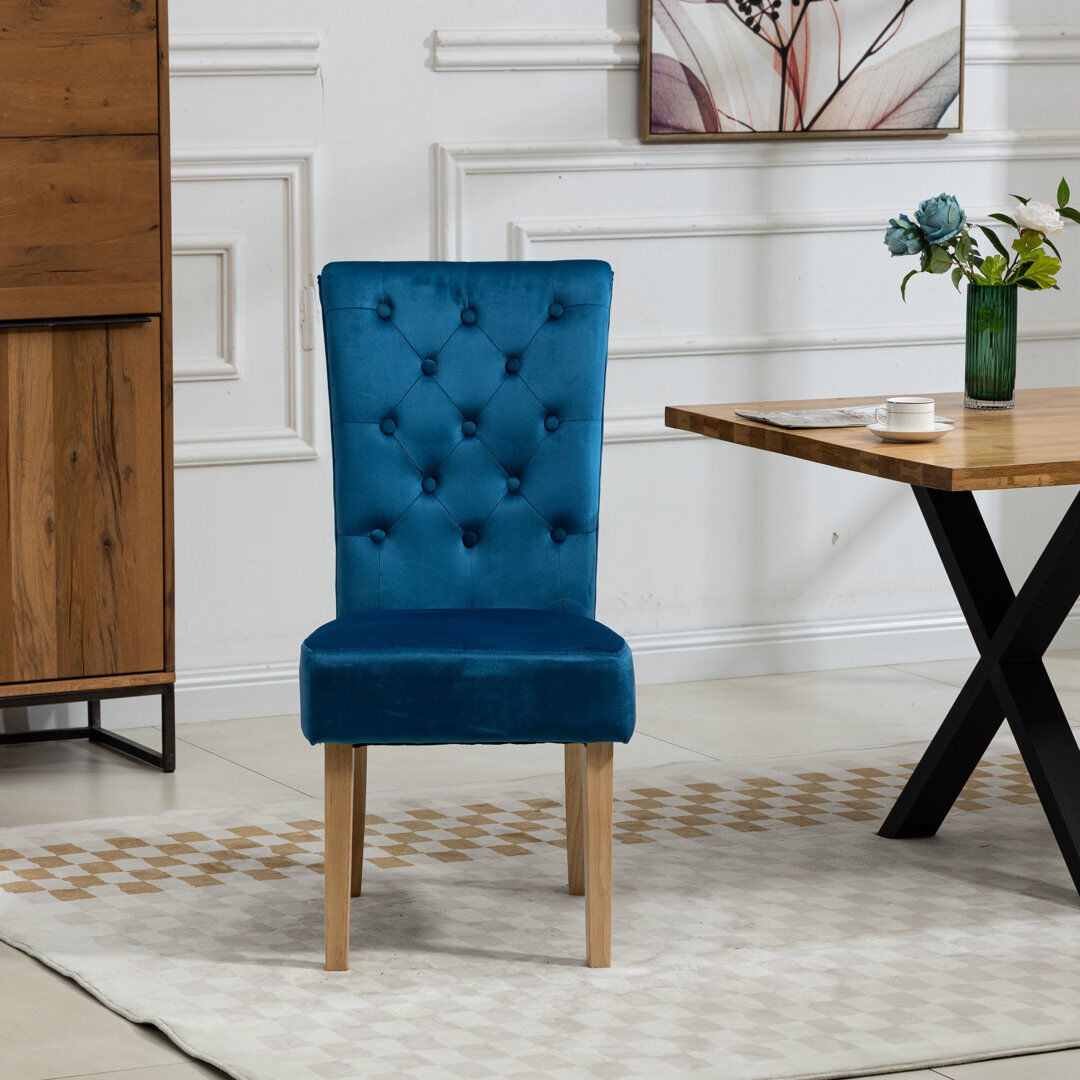 Mercer41 Lassen Upholstered Dining Chair Blue 251.46cm H X 119.38cm W X 144.78cm D