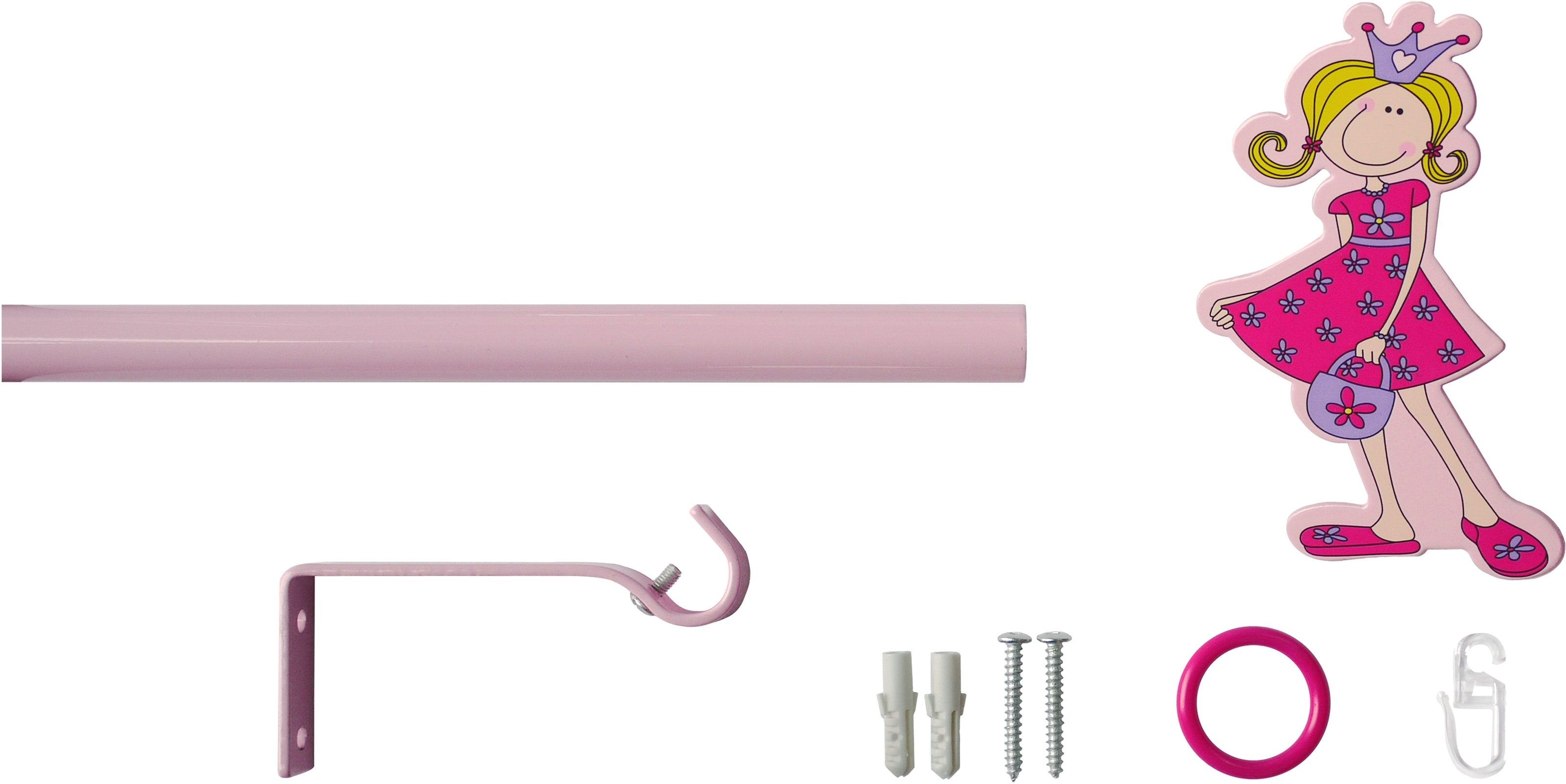 Gardinenstange GOOD LIFE "Prinzessin", pink (pink, rosé), Ø:16mm, Metall, Gardinenstangen, Gardinenstange, pink-rosé pink, rosé L: 130cm - 240cm Ø 16mm, 1 läufig