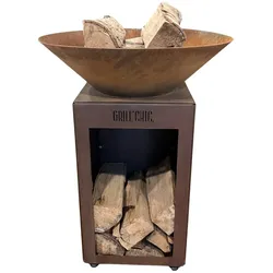 GRILLCHIC Feuerschale Cevenol Corten Holz Rund 74 Einfache Wanne