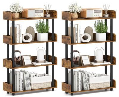 1/2 PCS 4-Tier Freestanding Bookcase w/Anti-Tipping