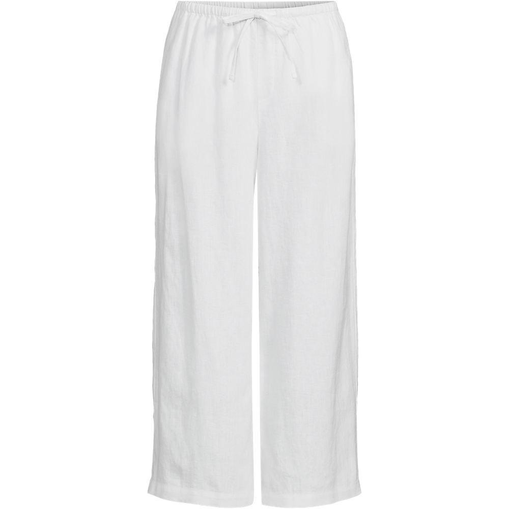 Weite Premium Reinleinen-Schlupfhose in 7/8-Länge für Damen in Petite-Größe, Damen, size: petite, Weiß, Leinen, by Lands' End