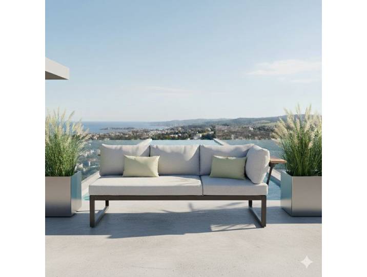 LifestyleGarden Jimmy Diningsofa verstellbar Aluminium/Olefin Dunkelgrau Sand