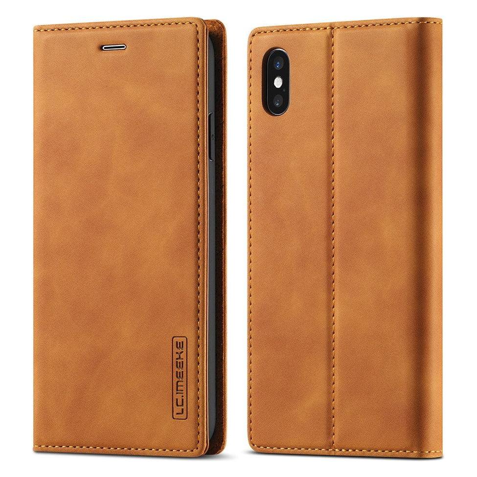 Cover-Discount iPhone Xs / X - Stand Flip Case Hülle braun (Apple iPhone X, Apple iPhone XS) (101124120E)